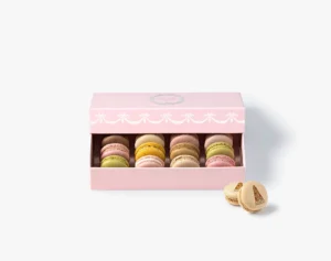 Pink Congratulations 12 Macarons Gift Box by Ladurée UAE with Iconic Flavors and Three Printed Macarons